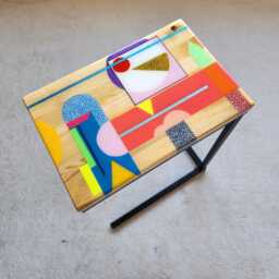 Colorful Epoxy C Table, Abstract Side Laptop Stand - thumbnail 4
