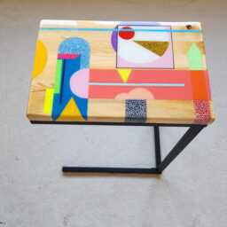 Colorful Epoxy C Table, Abstract Side Laptop Stand - thumbnail 3