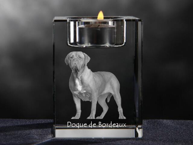 French Mastiff, Crystal Candlestick With Dog, Souvenir, Decoration, Limited Edition, Collection - image 1