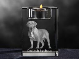 French Mastiff, Crystal Candlestick With Dog, Souvenir, Decoration, Limited Edition, Collection - thumbnail 1
