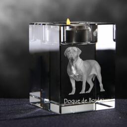 French Mastiff, Crystal Candlestick With Dog, Souvenir, Decoration, Limited Edition, Collection - thumbnail 2