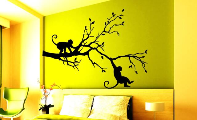 Wall Decals Monkeys On Tree Decal Animal Vinyl Sticker Home Decor Bedroom Art Interior Window Living Room Murals Na98 - image 1