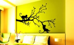 Wall Decals Monkeys On Tree Decal Animal Vinyl Sticker Home Decor Bedroom Art Interior Window Living Room Murals Na98 - thumbnail 1