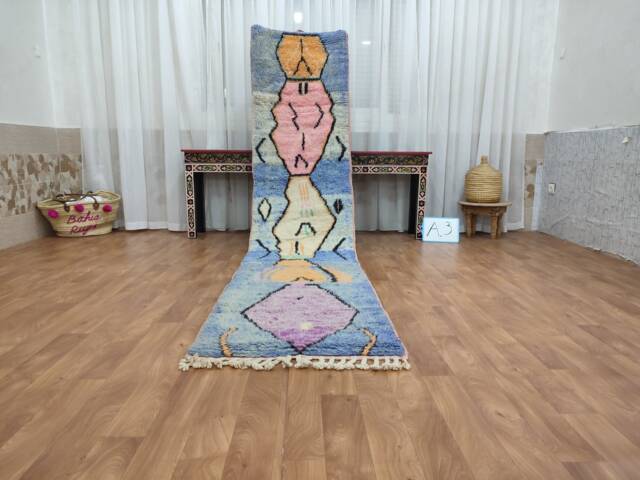 Custom Moroccan Wool Runner Rug - Handmade Sheep Tribal Berber Carpet - image 1