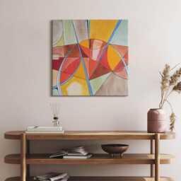 Art - Orange Stained Glass Canvas, Picture Wall Hanging, Orange Decor, Canvas Print - thumbnail 2