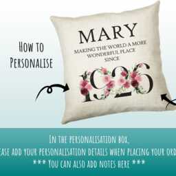 100Th Birthday Gift For Women - Personalised 1926 Cushion Age 100 Her Ladies Floral Design Mum Nan Gran Hundred Bnd100C - thumbnail 3