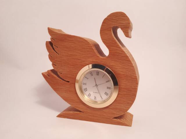 Swan Clock in Beech - image 1