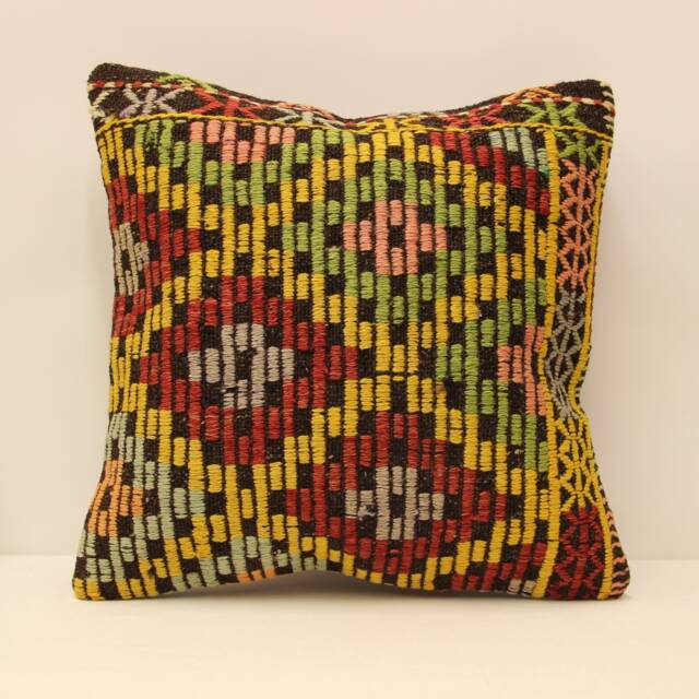 Bohemian Kilim Pillow, 18x18 Turkish Vintage Outdoor Pillow, Boho Tribal Pillow, Handmade Lumbar, Beeding 4Kbf-407 - image 1