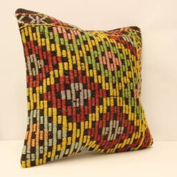 Bohemian Kilim Pillow, 18x18 Turkish Vintage Outdoor Pillow, Boho Tribal Pillow, Handmade Lumbar, Beeding 4Kbf-407 - thumbnail 2