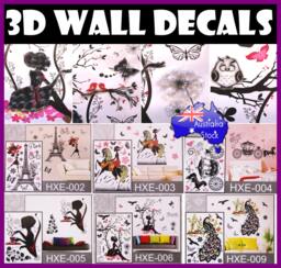 3D Wall Art Decals Stickers Removable Home Decor Decorations Kids Nursery Girl Horse Peacock Paris Carriage Butterfly Tree Eiffel Tower - thumbnail 1