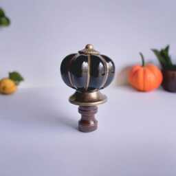 Porcelain Pumpkin Lamp Finials - Bronze Base, Set Of 2 - thumbnail 3