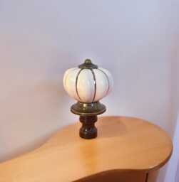 Porcelain Pumpkin Lamp Finials - Bronze Base, Set Of 2 - thumbnail 1