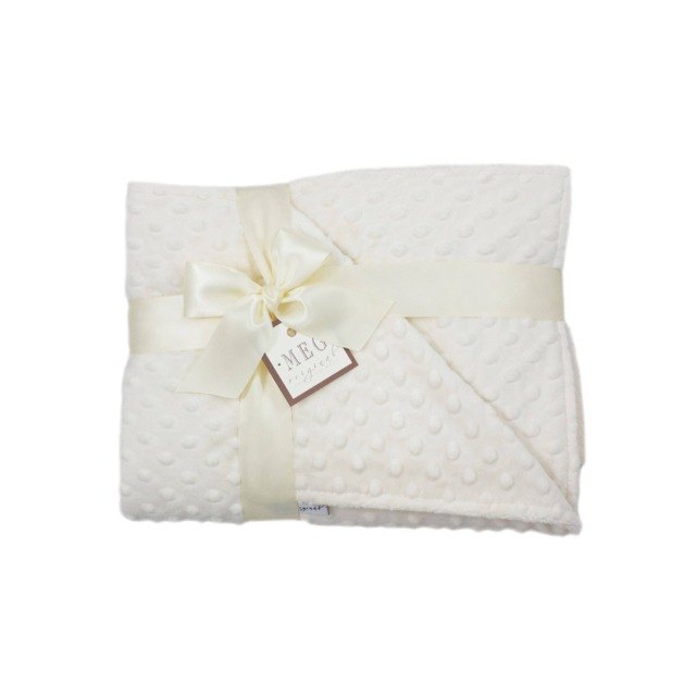 Ivory Minky Dot Baby Blanket { Unisex Shower Gift } Option To Personalize With Name Or Initials - Crib, Stroller, Child, Lovey Size - image 1