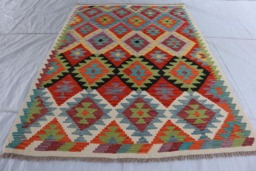 5x7 Ft Afghan Maimana Kilim Rug, Vintage Rug, New Flatweave Turkmen Oriental Tribal Rug For Bedroom, Livingroom - thumbnail 1