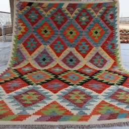 5x7 Ft Afghan Maimana Kilim Rug, Vintage Rug, New Flatweave Turkmen Oriental Tribal Rug For Bedroom, Livingroom - thumbnail 4