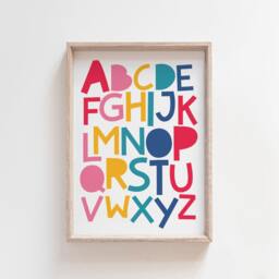 Set Of 3 Alphabet & Numbers Playroom Prints, Girls Nursery Bedroom Wall Art, Posters, Kids Room - thumbnail 2
