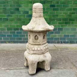 Concrete Pagoda Lantern Statue Stone Garden Sculpture With Windows Outdoor Zen Decoration Cement Yard Ornament Tranquil Home Gift Idea - thumbnail 2