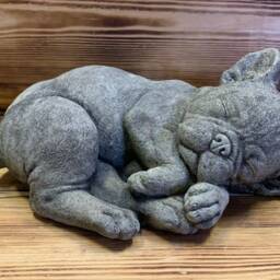 Stone Garden Pair Of Lying Frenchie French Bulldog Dog Puppy Ornament Statue - thumbnail 3
