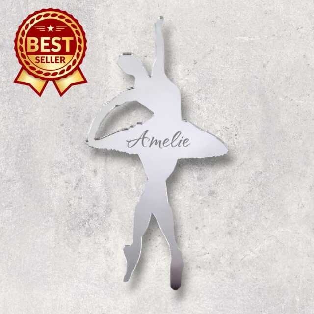 Ballerina Acrylic Mirror Wall Art - Many Size/Colour Options & Personalised Engraving - Bespoke Items Made - image 1