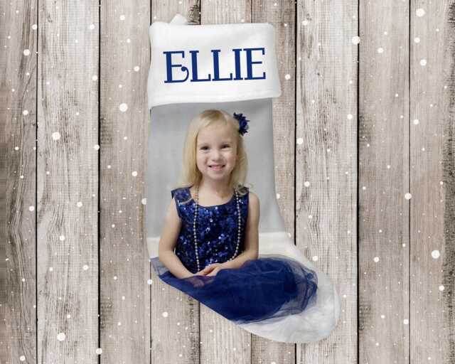 Custom Photo Christmas Stocking, Decor, Holiday Baby's First Christmas, Our - image 1