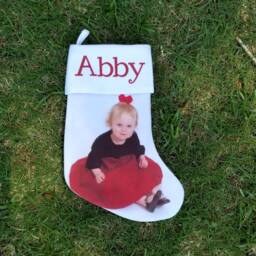 Custom Photo Christmas Stocking, Decor, Holiday Baby's First Christmas, Our - thumbnail 3