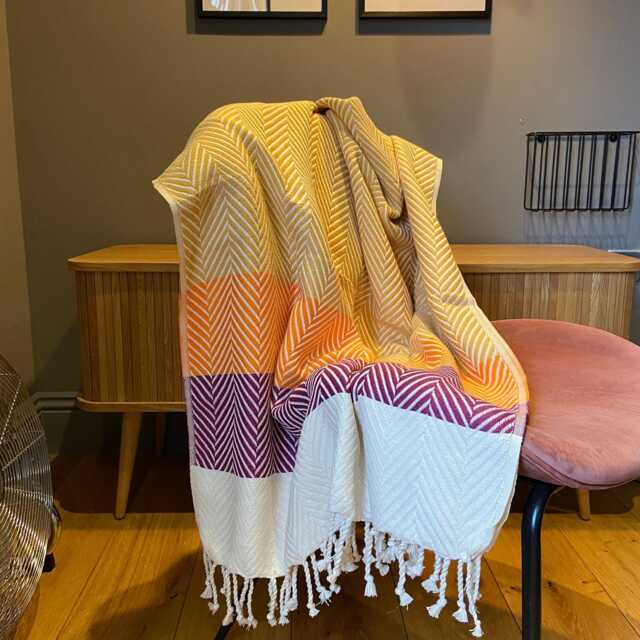 Personalized Cotton Throw Blanket Handwoven Herringbone Sofa Blanket, Christmas Gift For Nanny, Anniversary Couple - image 1