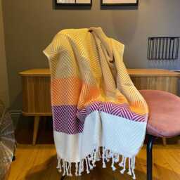 Personalized Cotton Throw Blanket Handwoven Herringbone Sofa Blanket, Christmas Gift For Nanny, Anniversary Couple - thumbnail 1