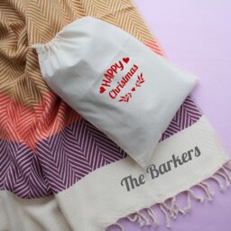 Personalized Cotton Throw Blanket Handwoven Herringbone Sofa Blanket, Christmas Gift For Nanny, Anniversary Couple - thumbnail 2