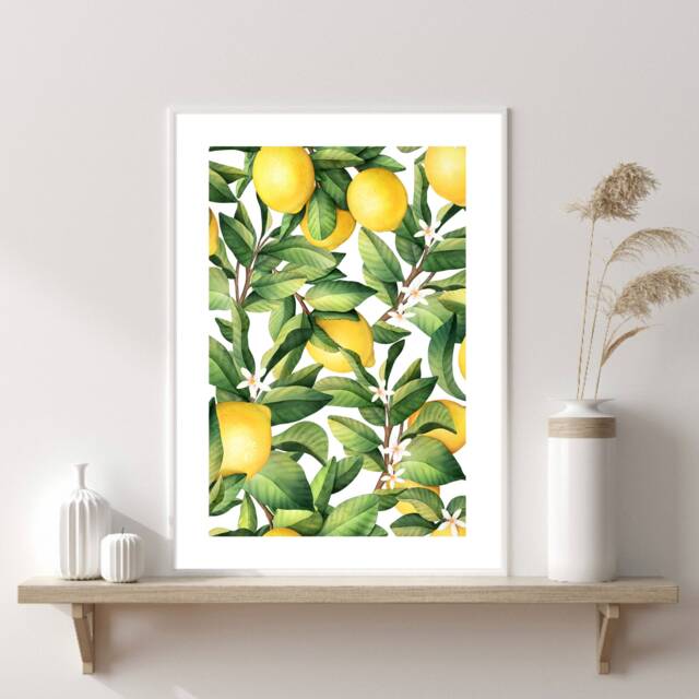 Lemon Art Print, Citrus Fruit Modern Art, Kitchen Home Decor, Gift Ideas, Wall Prints, Posters - image 1