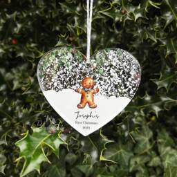 Personalised First Christmas Gingerbread Boy Decoration Bauble, Babies, 1st Christmas, Bear, New Baby, Free Gift Bag - thumbnail 2