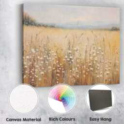 Golden Summer Meadow White Blossom Field Landscape Canvas Wall Art Print Decor Picture Ready To Hang - thumbnail 2