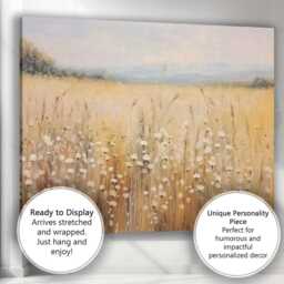 Golden Summer Meadow White Blossom Field Landscape Canvas Wall Art Print Decor Picture Ready To Hang - thumbnail 3