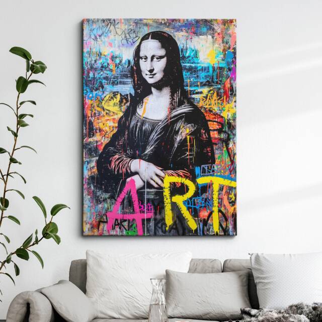 Mona Lisa Graffiti Art Abstract Oil Painting Framed Poster Print & Canvas Wall Decor Bedroom Home Interior Gift - image 1