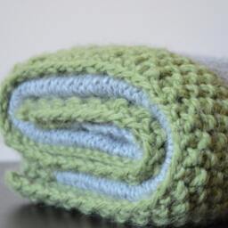 Knit Baby Blanket, Alpaca, Green & Gray Unisex - thumbnail 3