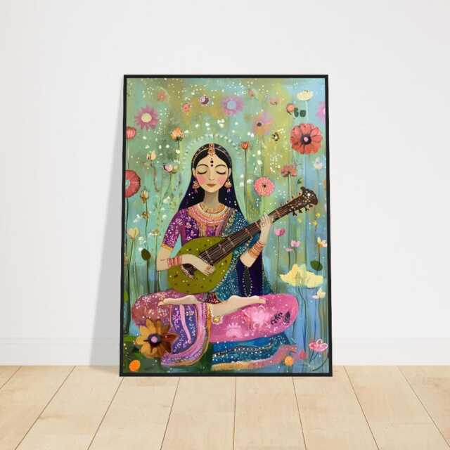 Meera Bai Wooden Framed Poster - Guru Photo Sage Reminder Image Sacred Serenity Home Decor Tranquil Art - image 1