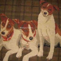 Jack Russell Pack Dark Check Tapestry Cushion Cover Sham - thumbnail 2