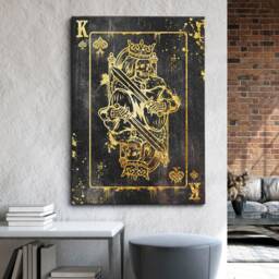 King Skull Playing Cards Queen Ace Love Wife Husband His Hers Couple, Framed Canvas Wall Art Poster Print, Home Office & Room Decor, Gift - thumbnail 1