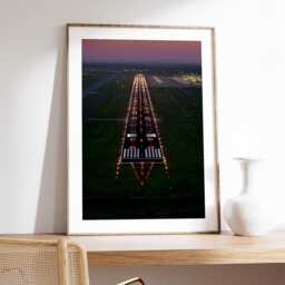 Illuminated Airport Runway Print, Night Aviation Photography, Modern Travel Decor, Pilot Gift, Minimalist Industrial Wall Art - thumbnail 2