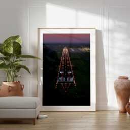Illuminated Airport Runway Print, Night Aviation Photography, Modern Travel Decor, Pilot Gift, Minimalist Industrial Wall Art - thumbnail 3