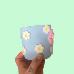 Handmade Flower Print Lip Pot Funky Home Decor Planter - thumbnail 4