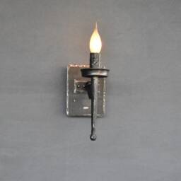 Forged Medieval Wall Sconce, Rustic Gothic Lamp, Riveted Metal Light - thumbnail 2