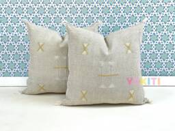 Yakiti-Grey Square Moroccan Pillows 20x20, Aka Cactus Silk Pillow, Decorative Pillows, Sabra Pillows, Moroccan Decor Designer Cactus - thumbnail 1