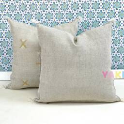 Yakiti-Grey Square Moroccan Pillows 20x20, Aka Cactus Silk Pillow, Decorative Pillows, Sabra Pillows, Moroccan Decor Designer Cactus - thumbnail 2