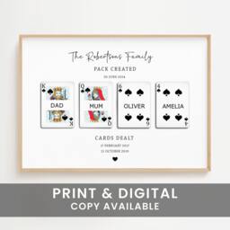 Personalised Family Playing Cards Print, Custom Card Game Wall Art, Fathers Day Gift, Names Poster, Home Decor - thumbnail 2