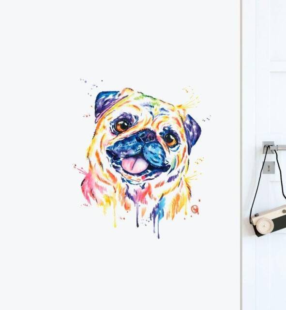 Fawn Pug Wall Sticker Decal - Illustration Stickers, Animals Decals, Home Decor, Art, Illustrations