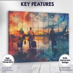Airport Departure Lounge Traveller Silhouette Sunset Travel Canvas Wall Art Print Decor Picture Ready To Hang - thumbnail 1