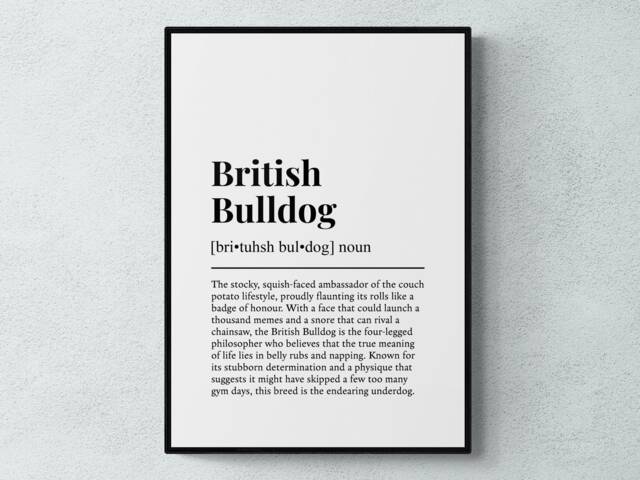 British Bulldog Funny Definition Dog Wall Art Print - image 1