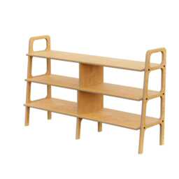Wide Mid Century Modern Bookcase, Long Low Bookshelf, Walnut Shelving Unit 97-189 cm, Wooden Custom Size - thumbnail 4