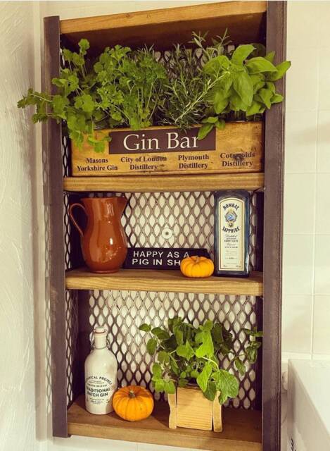 Wall Mounted Shelving Unit, Herb Rack, Gin Shelf, Kitchen Storage, Kitchen Whiskey Industrial Shelving, Bar Shelving. Home Bar - image 1