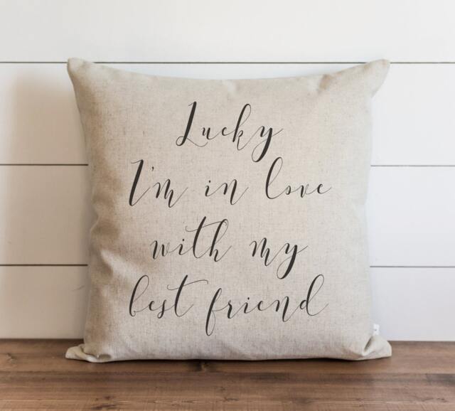 Lucky I'm in Love With My Best Friend 20 X Pillow Cover // Everyday Throw Gift Accent Cushion - image 1